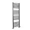 Sèche-serviettes mixte plat - Noir mat - 180 cm x 60 cm - Avec élément électrique de 1000W, robinets de radiateur et adaptateur - Nox