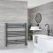 Sèche-serviettes mixte plat - Anthracite - 100 cm x 100 cm - Avec élément électrique de 800W, robinets de radiateur et adaptateur - Artle