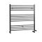 Sèche-serviettes mixte plat - Noir mat - 100 cm x 100 cm - Avec élément électrique de 800W, robinets de radiateur et adaptateur - Nox
