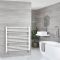 Sèche-serviettes mixte plat - Blanc - 100 cm x 100 cm - Avec élément électrique de 800W, robinets de radiateur et adaptateur - Ive