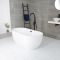 Baignoire îlot moderne ovale – Blanc – 155,5 cm x 74,5 cm – Choix de finition du trop-plein – Otterton
