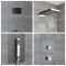 Colonne de douche thermostatique encastrée avec pommeau cascade, douchette et buses hydromassantes – Gris métallisé - Ryukyu