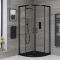Cabine de douche quart de cercle - Receveur à effet texturé avec choix de finition - Noir - Nox