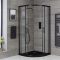 Cabine de douche quart de cercle - Receveur à effet texturé avec choix de finition - Noir - Nox