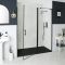 Porte de douche pivotante rétro – Noir – Avec receveur à effet texturé – Choix de tailles – Langley