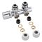 Robinet de radiateur d'angle - Chromé - Raccordement central - Adaptateurs cuivre 14mm