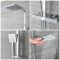 Colonne de douche thermostatique avec mitigeur barre carré, douchette et pommeau de douche – Chromé - Kubix