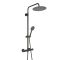 Colonne de douche thermostatique avec mitigeur barre, pommeau rond et douchette – Noir - Nox