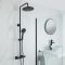 Colonne de douche thermostatique avec mitigeur barre, pommeau rond et douchette – Noir - Nox