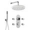 Douche Digitale Thermostatique 3 Fonctions - Pommeau Douche Plafond Ø 30cm sur Bras 32cm - Douchette & 4 Jets Hydromassants - Narus