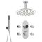 Douche Digitale Thermostatique 3 Fonctions - Pommeau Douche Plafond Ø 30cm sur Bras 20 cm - Douchette & 4 Jets Hydromassants - Narus