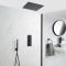 Pommeau de douche noir carré encastré plafond 40 x 40 cm - Nox