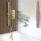 Mitigeur de douche thermostatique avec vidage-remplissage baignoire et douchette sur rampe - 2 fonctions – Or satiné - Lyra