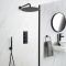 Kit de douche thermostatique avec mitigeur encastrable 2 fonctions - Pommeau de douche Ø 30cm & douchette – Noir – Nox