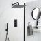 Kit de douche thermostatique avec mitigeur encastrable 2 fonctions - Pommeau de douche 30 cm x 30 cm & douchette – Noir – Nox