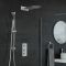 Kit de douche thermostatique – Pommeau plat fixe – Kit douchette sur rampe – Chromé - Como