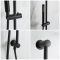 Kit de douche thermostatique avec mitigeur, kit vidage-remplissage et kit douchette sur rampe – Noir – Nox