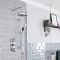 Kit de douche thermostatique à 2 fonctions - Pommeau de douche Ø20 cm et kit douchette sur rampe – Chromé et noir - Elizabeth
