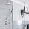 Kit de douche thermostatique à 2 fonctions - Pommeau de douche Ø20 cm, bras plafonnier et kit douchette sur rampe – Chromé et noir - Elizabeth