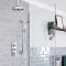 Kit de douche thermostatique à 2 fonctions - Pommeau de douche Ø20 cm, bras plafonnier et kit douchette sur rampe – Chromé et blanc - Elizabeth