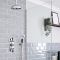 Kit de douche thermostatique à 2 fonctions - Pommeau de douche Ø20 cm, bras plafonnier et kit douchette – Chromé et noir - Elizabeth