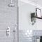 Kit de douche thermostatique à 2 fonctions - Pommeau de douche Ø20 cm, bras plafonnier et kit douchette – Chromé et blanc - Elizabeth
