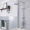Colonne de douche avec mitigeur thermostatique exposé à 3 fonctions – Bec verseur, pommeau & douchette – Chromé et blanc - Elizabeth