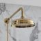 Colonne de douche rétro – 3 fonctions – Avec mitigeur thermostatique exposé, bec verseur, pommeau & douchette – Or satiné – Elizabeth