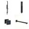 Kit de douche thermostatique avec inverseur, pommeau de douche, kit douchette sur rampe et buses hydromassantes – Noir mat – 3 fonctions – Preto
