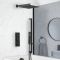 Kit bain douche thermostatique avec inverseur, pommeau de douche, kit douchette sur rampe et vidage remplissage baignoire – Noir mat – 3 fonctions – Preto