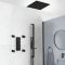 Kit de douche thermostatique avec inverseur, pommeau encastrable, kit douchette sur rampe et buses hydromassantes – Noir mat – 3 fonctions – Preto