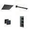 Kit de douche thermostatique avec inverseur, pommeau de douche, kit douchette et buses hydromassantes – Noir mat – 3 fonctions – Preto