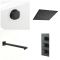 Kit bain douche thermostatique avec inverseur, pommeau de douche, kit douchette et vidage remplissage baignoire – Noir mat – 3 fonctions – Preto