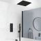 Kit bain douche thermostatique avec inverseur, pommeau encastrable, kit douchette et vidage remplissage baignoire – Noir mat – 3 fonctions – Preto