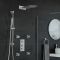 Kit de douche thermostatique avec inverseur – Pommeau plat fixe – Buses hydromassantes – Kit douchette sur rampe – Chromé - Como