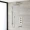 Mitigeur Thermostatique Douche - Pommeau 20 x 20 cm - Kit douchette & Bec verseur - Nickel brossé - Harting