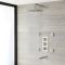 Mitigeur Thermostatique - Pommeau 20 x 20 cm - Buses hydromassantes & Bec verseur baignoire - Nickel brossé - Harting