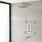 Mitigeur Thermostatique - Pommeau 20 x 20 cm - Buses hydromassantes & Bec verseur baignoire - Nickel brossé - Harting