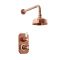 Kit de douche thermostatique rétro – 1 fonction - Pommeau rond Ø 15,5 cm et bras mural – Cuivre satiné – Elizabeth