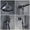 Colonne de douche rétro avec mitigeur thermostatique exposé  – Double fonctions – Noir - Elizabeth