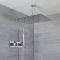 Mitigeur thermostatique avec pommeau de douche plafonnier carré et douchette – Chromé - Kubix