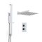 Kit de douche thermostatique avec inverseur - Pommeau carré 30 cm – Kit douchette sur rampe – Chromé - Kubix