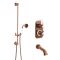 Kit de douche thermostatique avec inverseur – 2 fonctions – Kit douchette sur rampe - Bec verseur baignoire – Cuivre satiné – Elizabeth