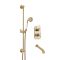 Kit de douche thermostatique avec inverseur – 2 fonctions – Kit douchette sur rampe - Bec verseur baignoire – Or satiné – Elizabeth