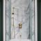 Kit de douche thermostatique avec inverseur – 2 fonctions – Kit douchette sur rampe - Bec verseur baignoire – Or satiné – Elizabeth