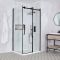 Porte de douche coulissante sans cadre – Noir – Choix de tailles et paroi de retour - Nox