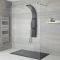 Colonne de douche moderne avec pommeau, douchette et jets – Noir – Alston