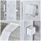 Colonne de douche moderne avec pommeau, douchette et jets – Blanc – Alston