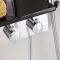 Colonne de douche thermostatique d’angle avec pommeau, douchette, buses hydromassantes et étagère – Chromé et noir - Earby