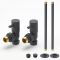 Robinet de radiateur coudé moderne et kit de tuyauterie - Anthracite